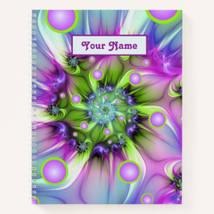 Farbenfrohe Spiralrundformen Abstrakter Name des F Notizbuch