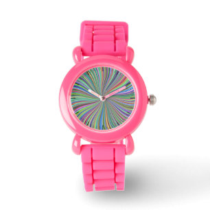 Farbenfrohe Spiralschleife mit wirbelnder Optiktäu Armbanduhr