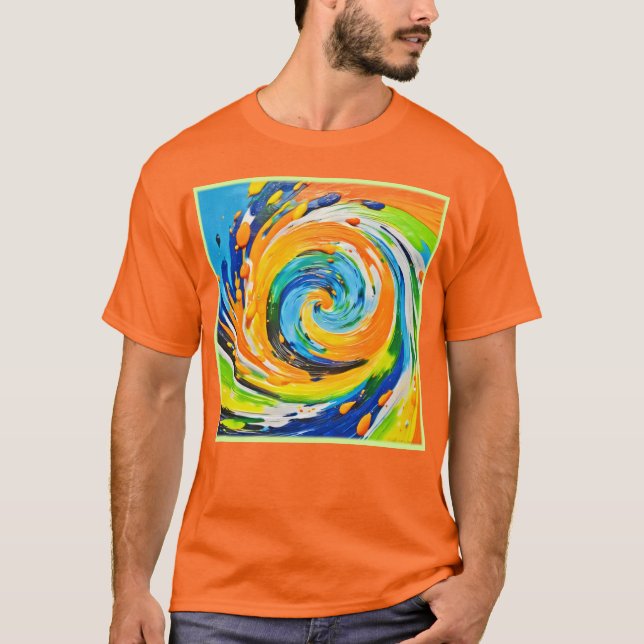 Farbenfrohe Spiralvortex-Design T-Shirt (Vorderseite)