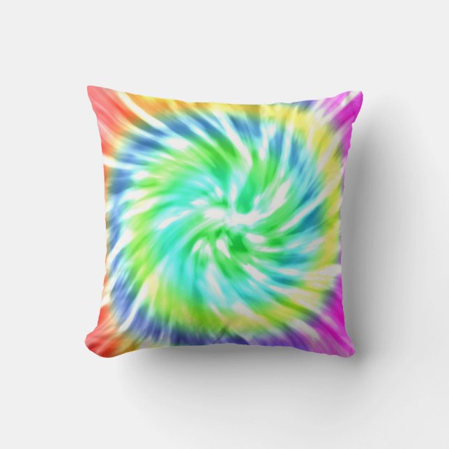 Farbenfrohe Spiralwurfpfanne Gefärbte Krawatte Kissen (Vorderseite)
