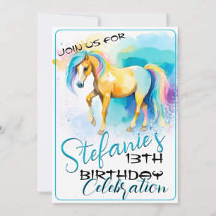 Farbenfrohe Spirit Pony 5 Geburtstag Einladung