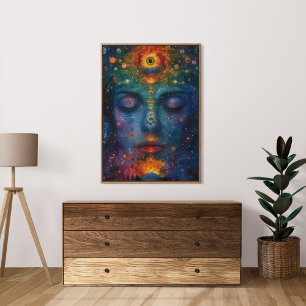 Farbenfrohe spirituelle Öffnung drittes Auge Weibl Poster