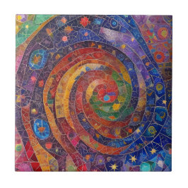 Farbenfrohe spirituelle Vortex Swirl Regenbogenmos Fliese