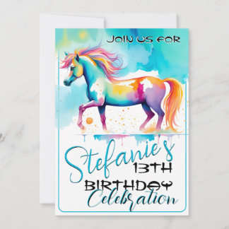 Farbenfrohe Spirituosen Pony 12 Geburtstag Einladu Einladung