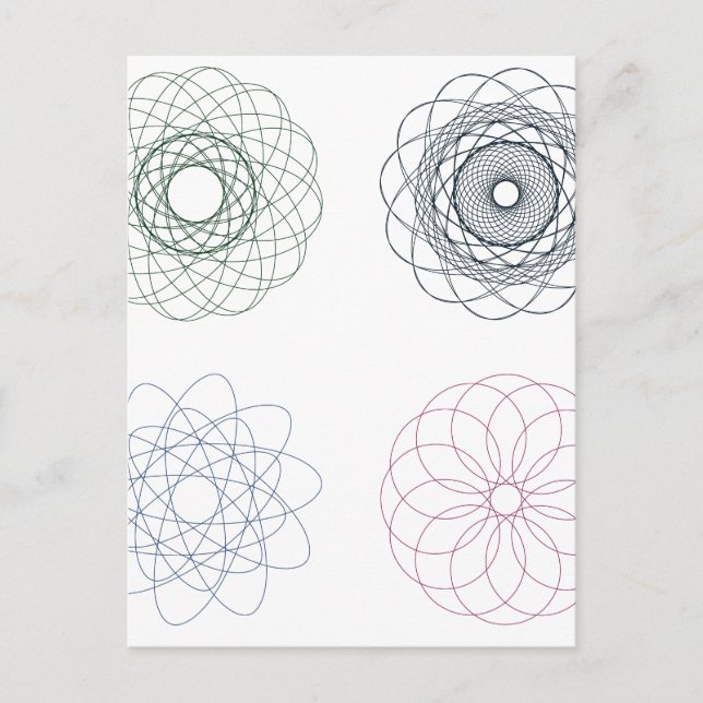 Farbenfrohe Spirographien2 Postkarte (Vorderseite)