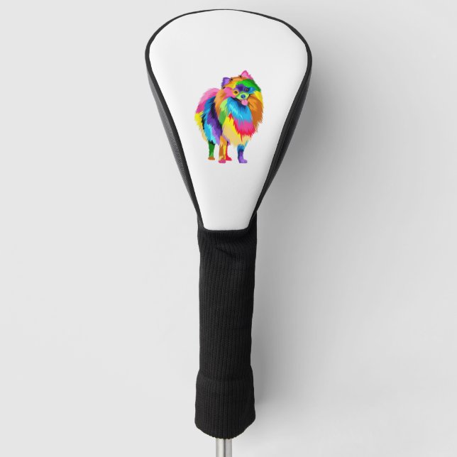 Farbenfrohe Spitz Artwork - Hund Lover Animal Bre Golf Headcover (Vorderseite)