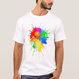 Farbenfrohe Splash Art Basketball Design T-Shirt