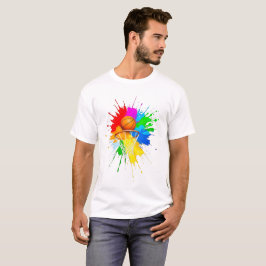 Farbenfrohe Splash Art Basketball Design T-Shirt