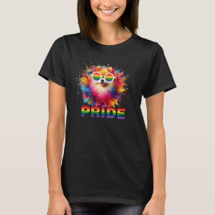 Farbenfrohe Splash Art Spitz Portrait Pom Welpe T-Shirt