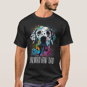 Farbenfrohe Splash Dalmatiner Vater Portrait Welpe T-Shirt
