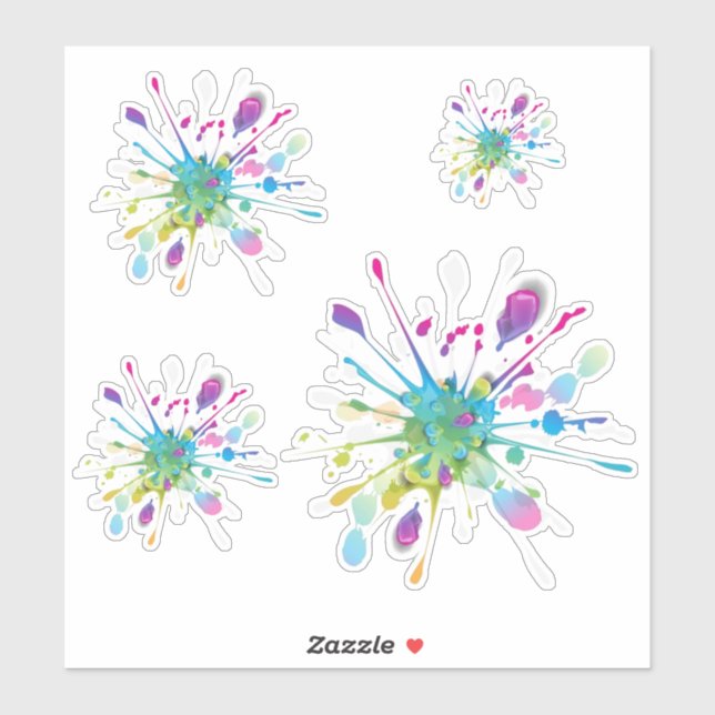 Farbenfrohe Splash-Design Aufkleber (Blatt)
