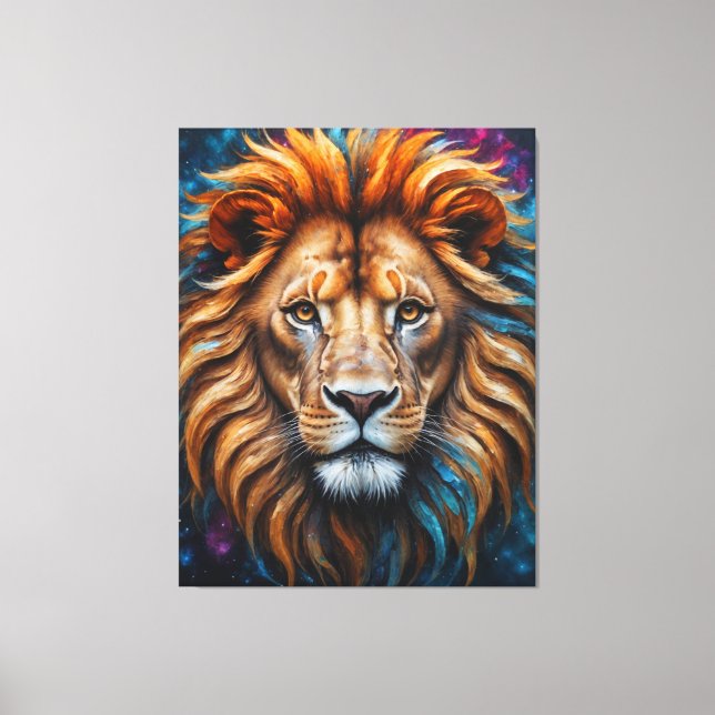 Farbenfrohe Splash-Gemälde Löwenkopf Leinwanddruck (Vorderseite)
