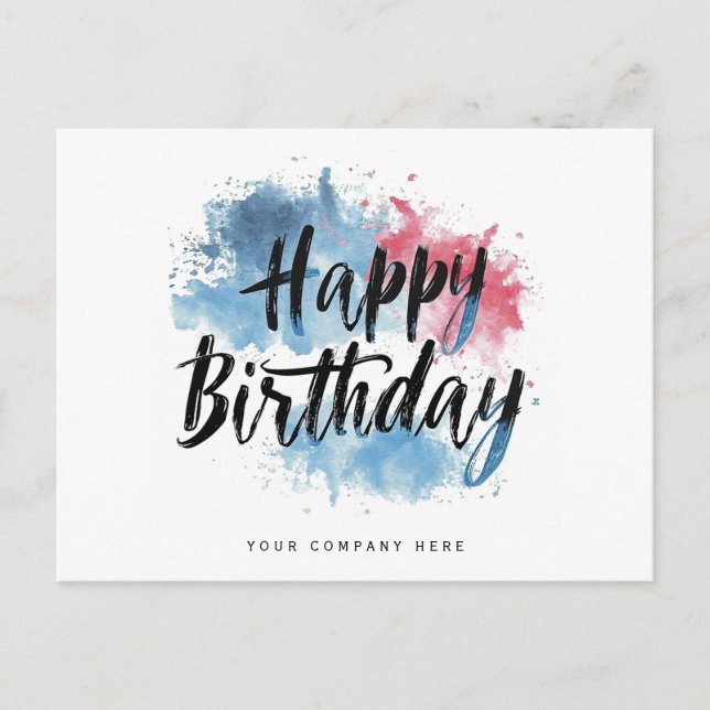 Farbenfrohe Splash Happy Birthday Business Postkarte (Vorderseite)