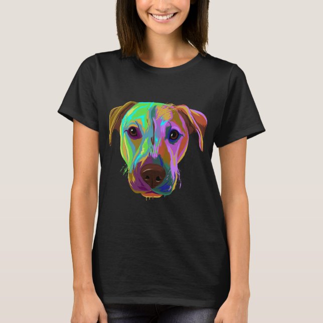 Farbenfrohe Splash Hund schwarze Mundschleimhaut T-Shirt (Vorderseite)