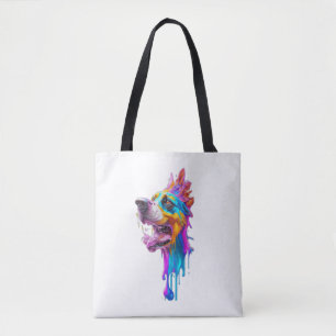 Farbenfrohe Splash Hunde Grafik Kunst Tasche
