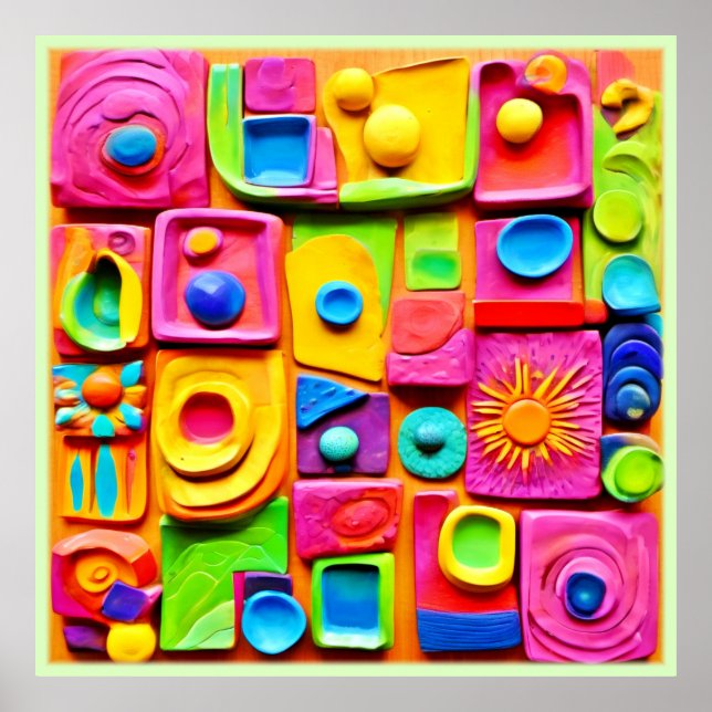 Farbenfrohe Splash-Skulptur: Kunststil Poster (Vorne)