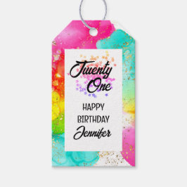 Farbenfrohe Splash Wasserfarbe Geburtstag Geschenkanhänger