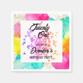 Farbenfrohe Splash Wasserfarbe Geburtstag Serviette