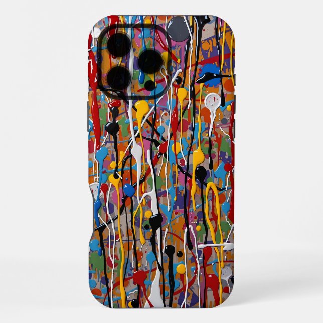 Farbenfrohe Splashmuster iPhone 16 Pro Max Hülle (Rückseite)