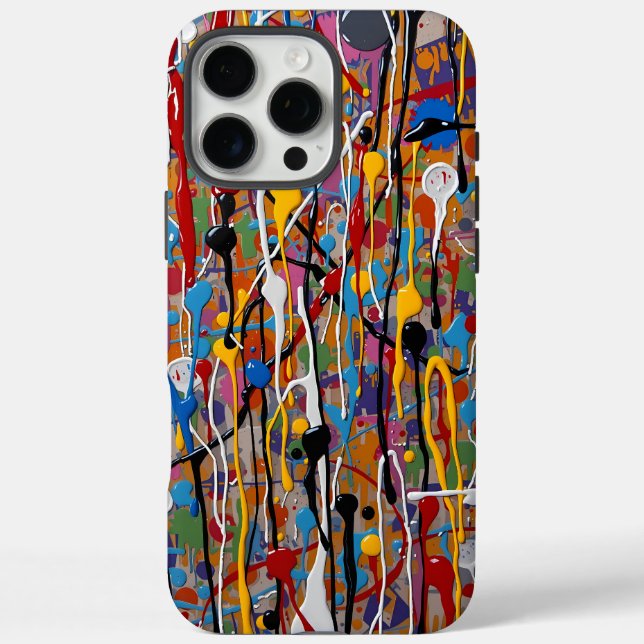 Farbenfrohe Splashmuster iPhone 16 Pro Max Hülle (Rückseite)