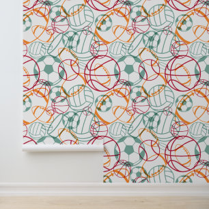 Farbenfrohe Sportbälle Abstraktes Design Tapete