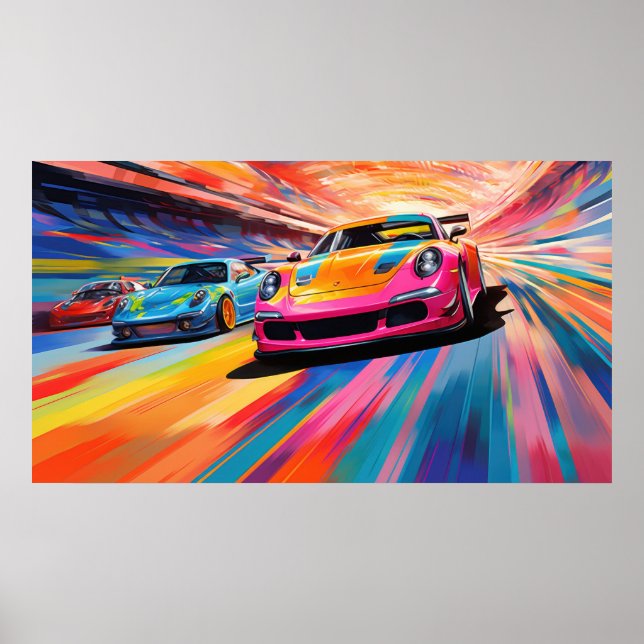 Farbenfrohe Sportskizzen Poster (Vorne)