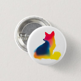 Farbenfrohe Spray Paint Fox Silhouette Rundtaste Button