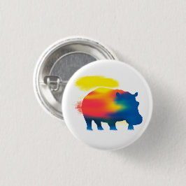 Farbenfrohe Spray Paint Hippopotamus Round Button