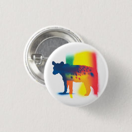 Farbenfrohe Spray Paint Hyena Silhouette Round But Button