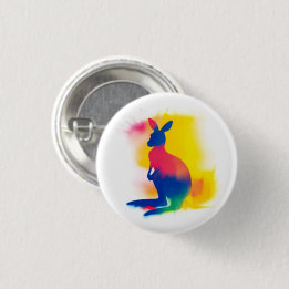 Farbenfrohe Spray Paint Kangaroo Round Button