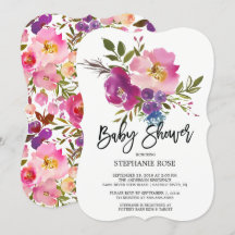 Farbenfrohe Spring Bouquet Baby Dusche Einladung