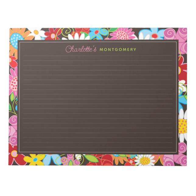Farbenfrohe Springblumen Garten Notepad Notizblock (Vorderseite)