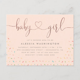 Farbenfrohe Sprinkle Rose Gold Girl Babydusche Einladungspostkarte