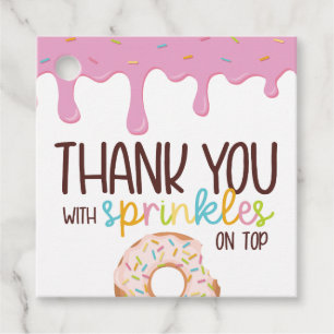 Farbenfrohe Sprinklen Donut Danke Geschenkanhänger