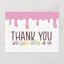 Farbenfrohe Sprinklen Donut Danke Postkarte