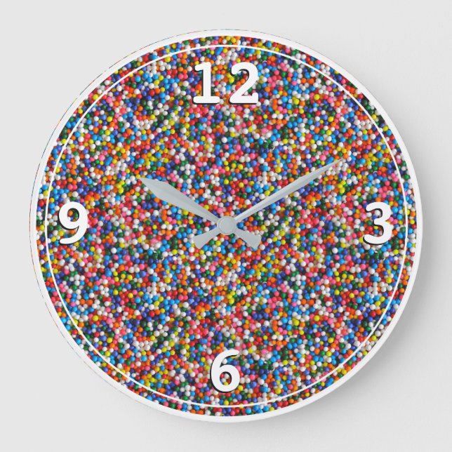 Farbenfrohe Sprinklen Helle Farben Kinder Kinder Große Wanduhr (Vorderseite)