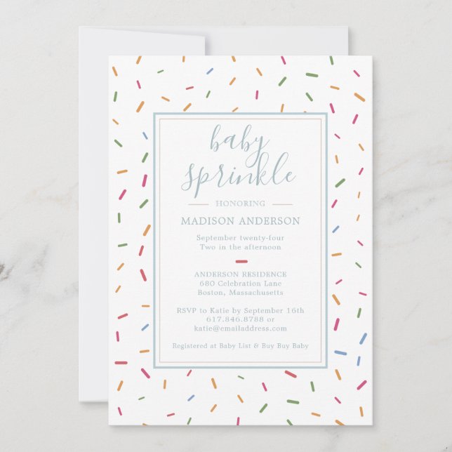 Farbenfrohe Sprinkles Baby Sprinkle Babydusche Einladung (Vorderseite)
