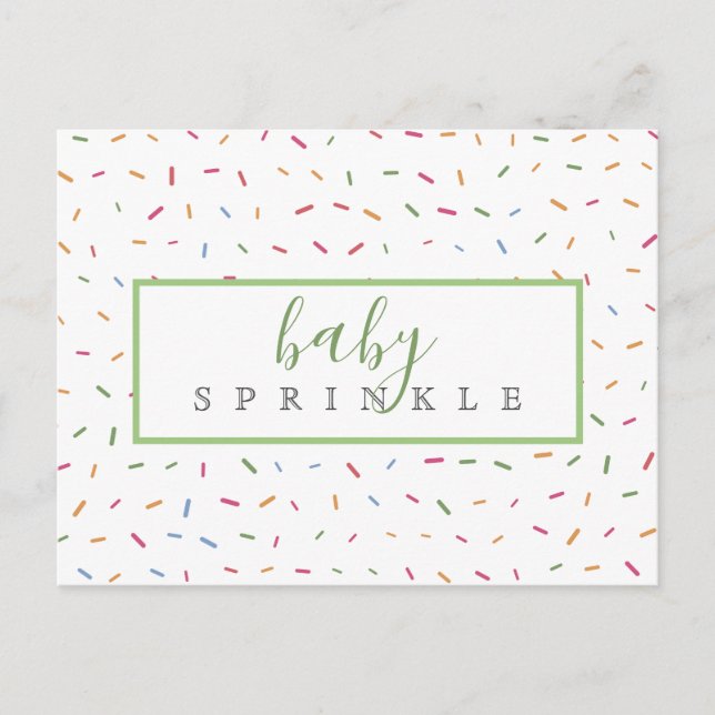 Farbenfrohe Sprinkles Baby Sprinkle Babydusche Einladungspostkarte (Vorderseite)