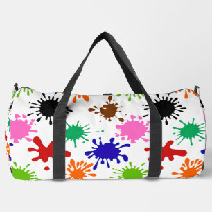 Farbenfrohe Spritzer Muster in Weiß Duffle Bag