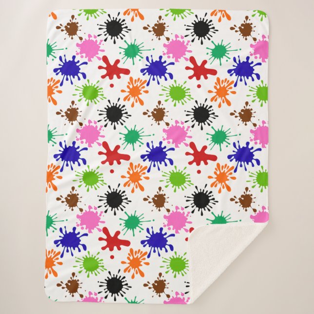 Farbenfrohe Spritzer Muster in Weiß Sherpadecke (Vorderseite)
