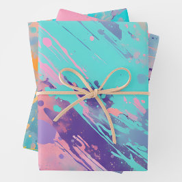 Farbenfrohe Spritzer Paint Art Wrapping Paper Shee Geschenkpapier Set