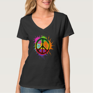 Farbenfrohe Spritzer Paint Peace Signature Liebe T-Shirt