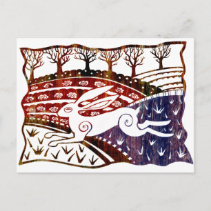 Farbenfrohe Sprung Hare Postkarte