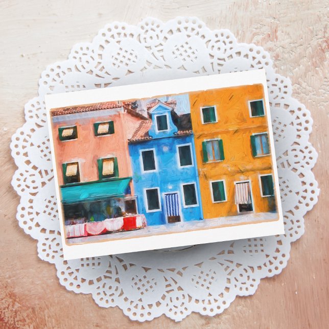 Farbenfrohe Stadt Burano Italien Postkarte (Von Creator hochgeladen)