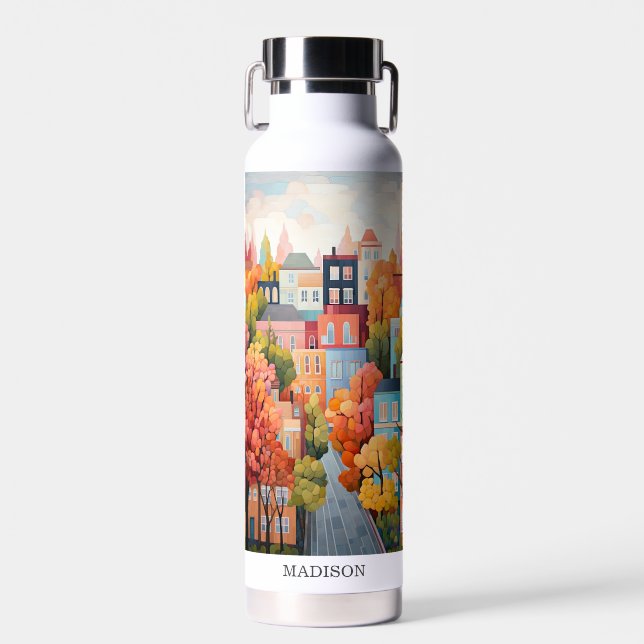 farbenfrohe Stadt Trinkflasche (Vorne)