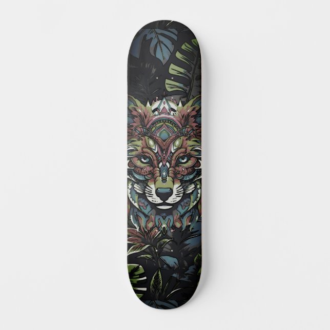 Farbenfrohe Stadtstraße Inspiriert Jungle Fox Skateboard (Vorderseite)