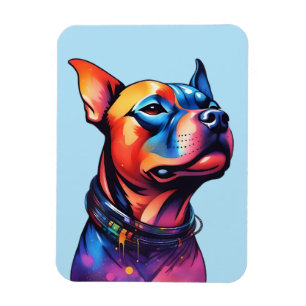 Farbenfrohe Staffy Bull Terrier Cyberpunk Design, Magnet