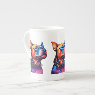 Farbenfrohe Staffy Bull Terrier Cyberpunk Design, Prozellantasse