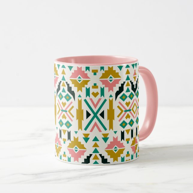 Farbenfrohe Stammesmuster Tasse (VorderseiteRechts)