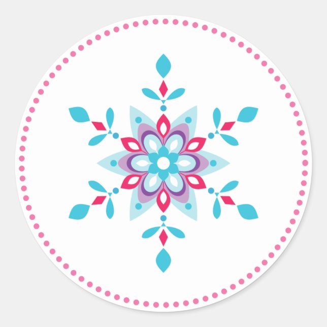 Farbenfrohe Star Blume Snowflake Runder Aufkleber (Vorderseite)